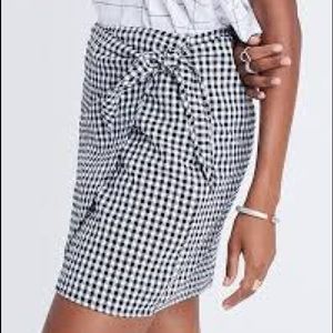 Madewell Gingham Black and White Wrap Skirt